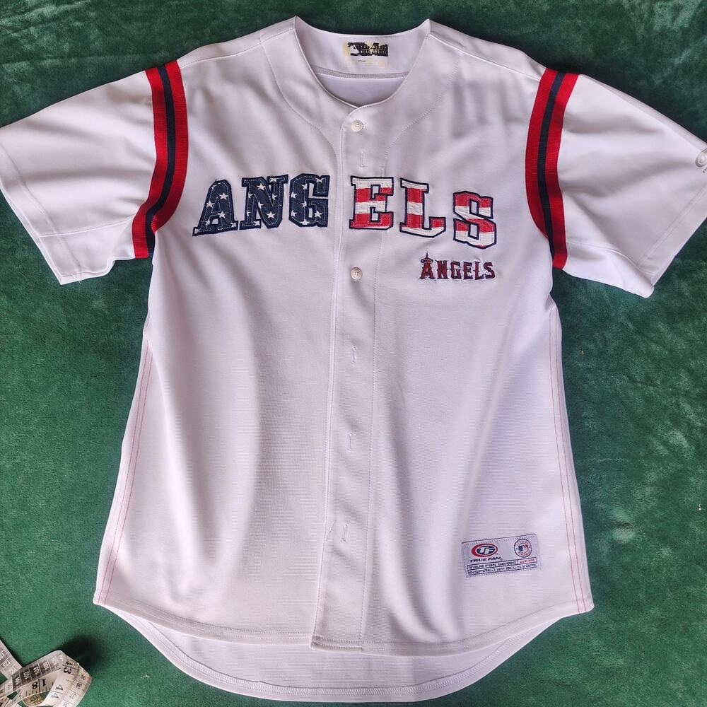 Los Angeles Angels True Fan USA Flag Stars Stripes MLB Baseball Jersey L